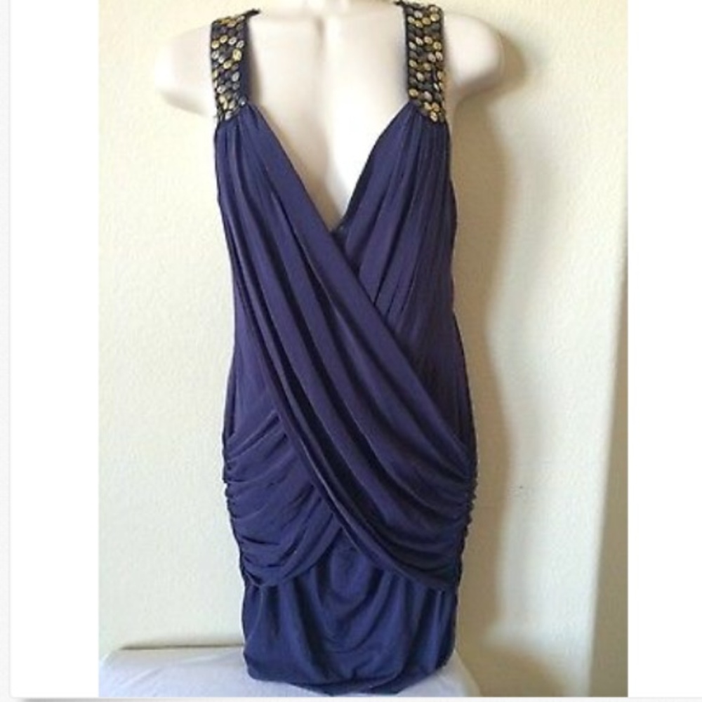 BCBGMAXAZRIA Purple Drape Sequined Dress, Size XS